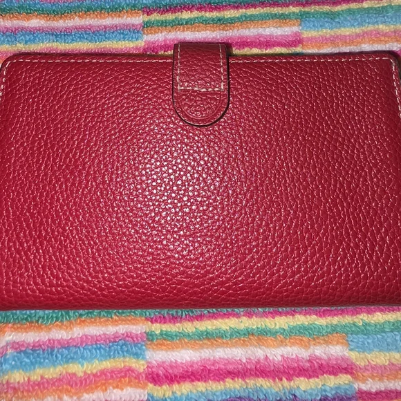 Coach Red Pebble Leather Wallet - Picture 4 of 8
